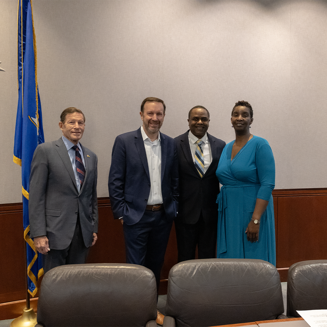 GPCT CEO, Perkin Simpson, speaks against proposed elimination of the Low-Income Home Energy Assistance Program (LIHEAP) with U.S. Senators Blumenthal and Murphy, DSS Commissioner Barton Reeves