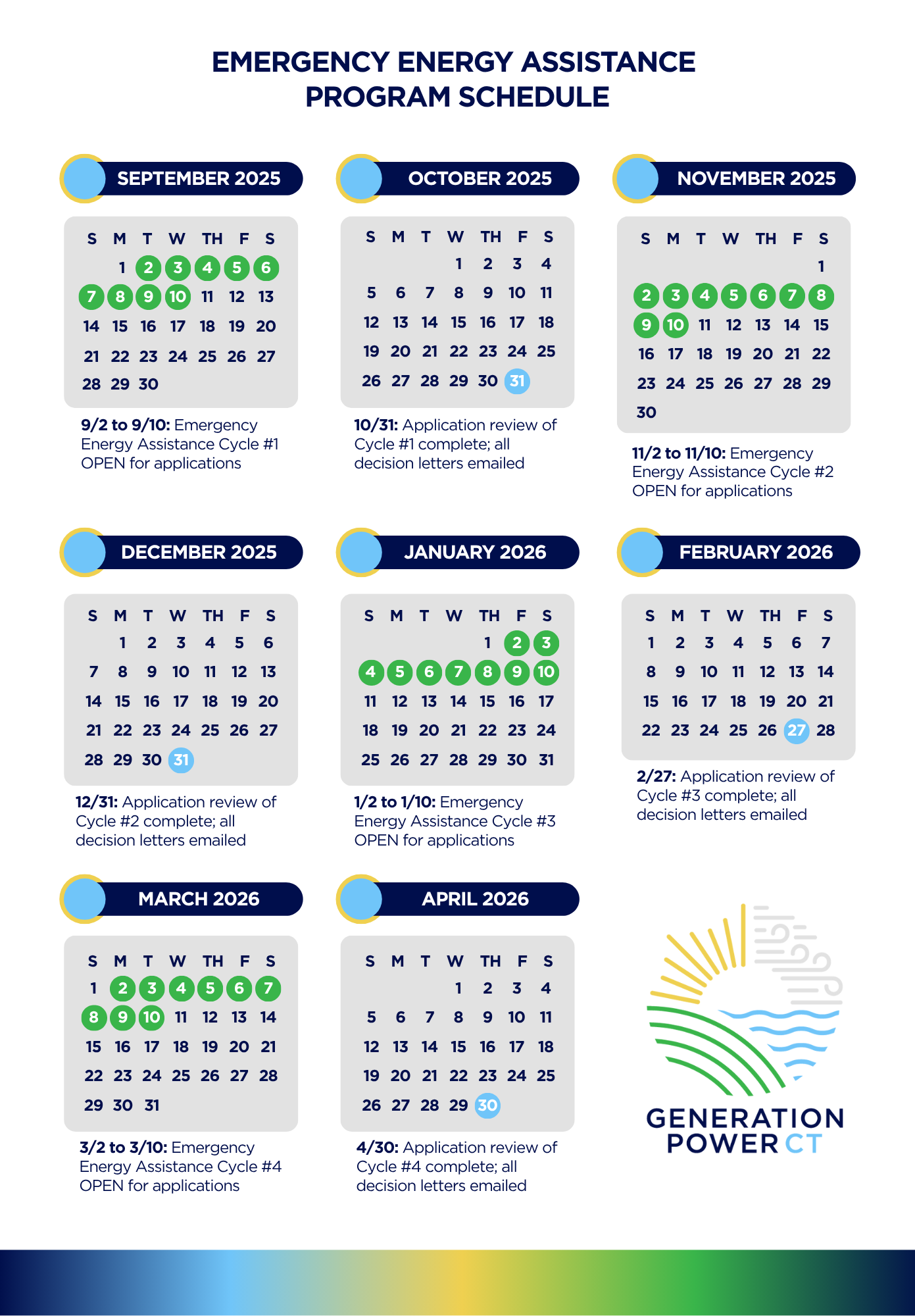 PROGRAMS CALENDAR
